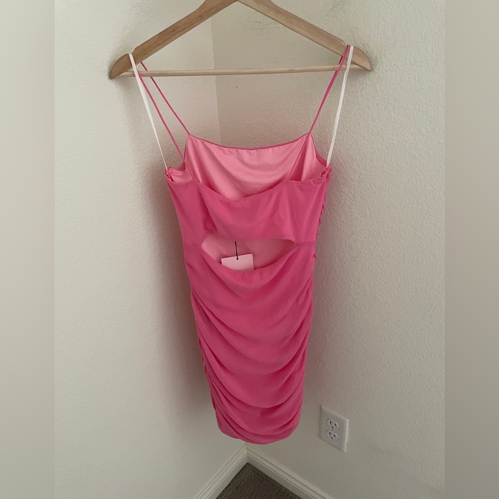 NWT HELLO MOLLY FAVORITE THINGS DRESS HOT PINK FITTED MINI RUCHING size 8 - Picture 7 of 9